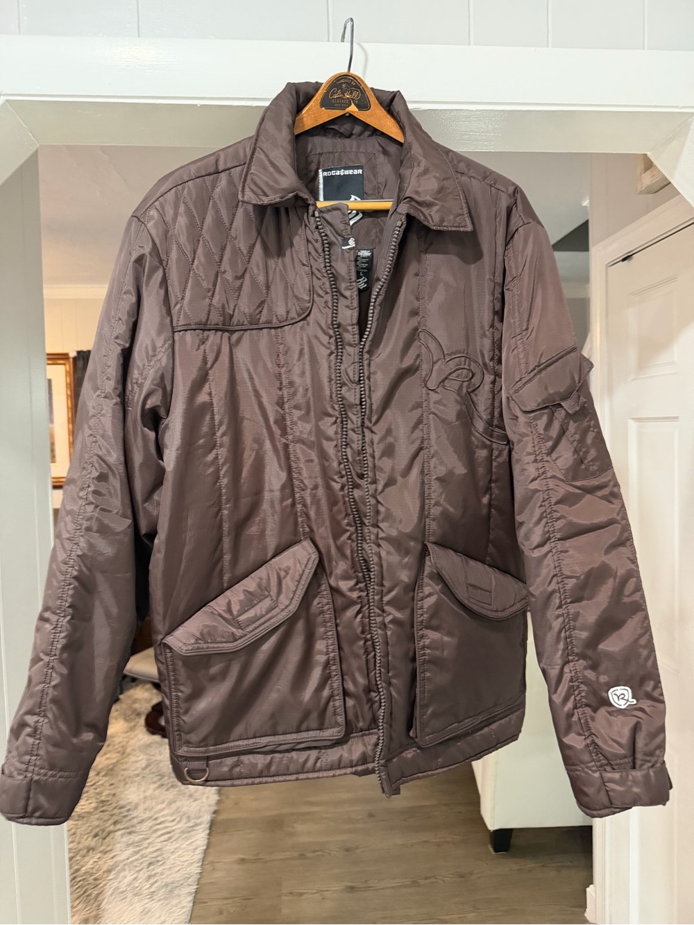 Rocawear Men's Quilted Chocolate Brown Lightweight Jacket